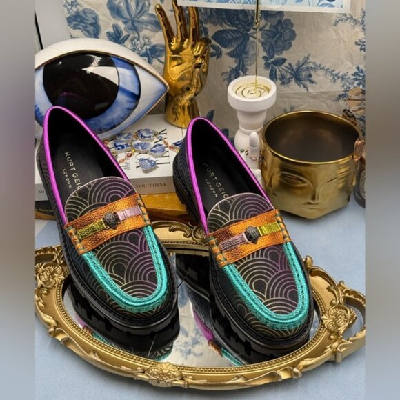 🆕 KURT GEIGER LONDON 🧿 NWOB Patterned Southbank Loafers Sz EU 37 US 7 - Picture 3 of 15